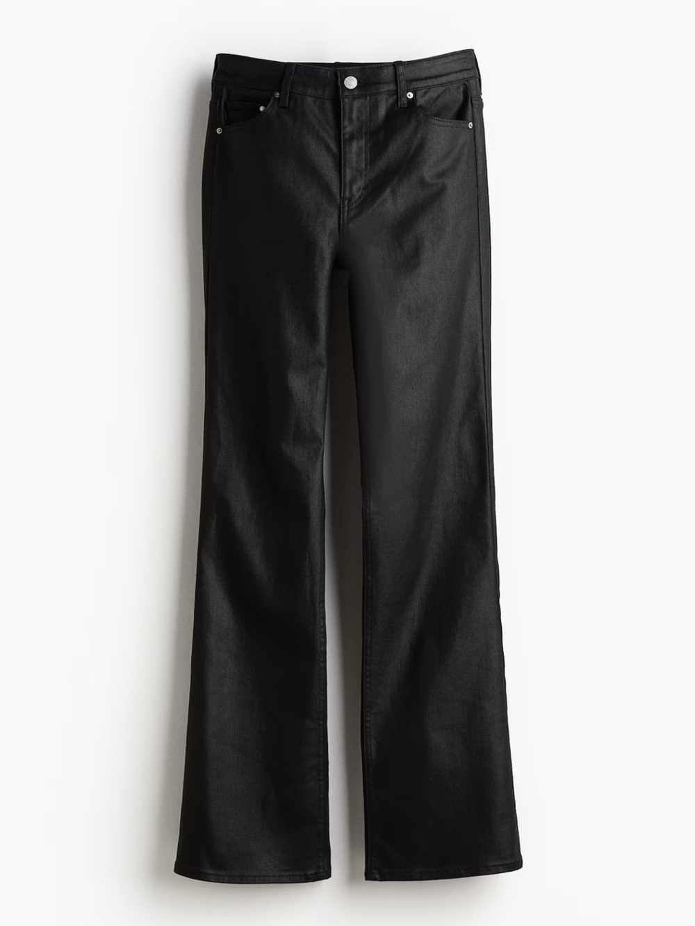Leather Look Black Wide-Leg High-Rise Jeans